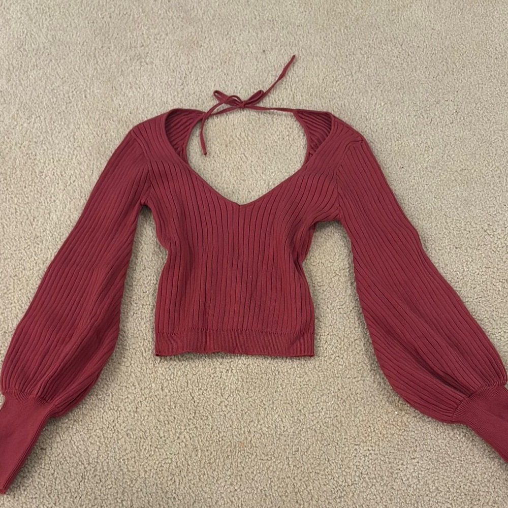 Lulu's Red Puff Sleeve Crop Top